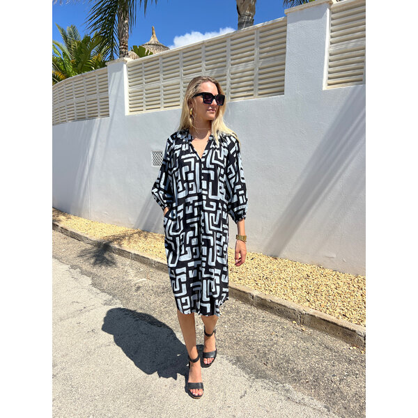 Bindi Midi Jurk Lola zwart-grijs | Bindi