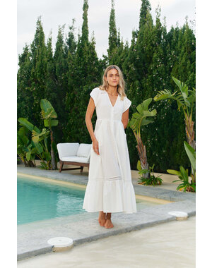 Jaase Lange Jurk White Mirage Embroidered Carmen
