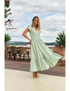 Jaase Lange Jurk Mint Riviera Embroidered Carmen