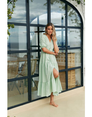 Jaase Lange Jurk Mint Riviera Embroidered Tessa