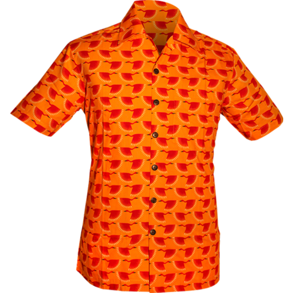 Chenaski Overhemd korte mouw Graphical Bird orange , red | Chenaski