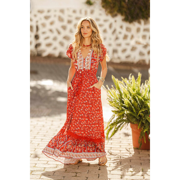 Jaase Maxi Jurk Ruby Rouge Romi | Jaase