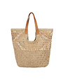  Grote gevlochten strandtas beige