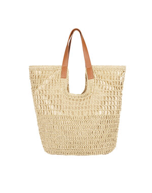  Grote gevlochten strandtas off-white