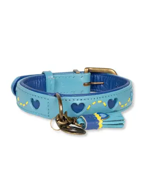 Dog With A Mission (DWAM) Leren Sky halsband met hartjes