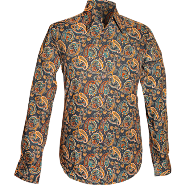 Chenaski Overhemd Paisley blue , creme , rust | Chenaski