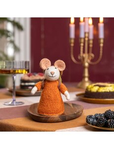 Sjaal met Verhaal Decoratie Muis Wandelaar Cognac