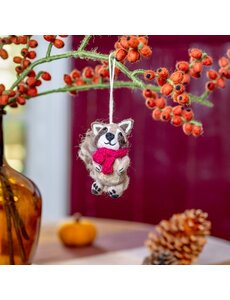 Sjaal met Verhaal Hanger Wasbeer Indian Summer Burgundy