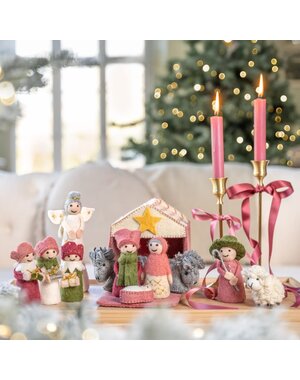 Sjaal met Verhaal Kerststal Cyclaam-Oudroze