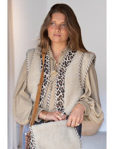 Ibzmode Korte gilet Osito Ecru leopard
