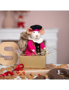 Sjaal met Verhaal Decoratie Muis Pietermuis Fuchsia