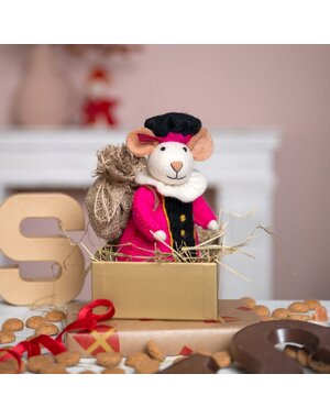 Sjaal met Verhaal Decoratie Muis Pietermuis Fuchsia