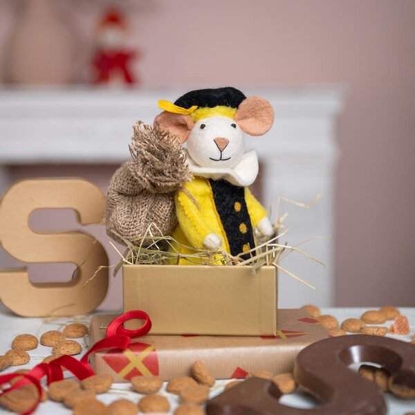 Sjaal met Verhaal Decoratie Muis Pietermuis Geel | Sjaal met Verhaal