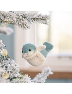 Sjaal met Verhaal Hanger Vogeltje IJsblauw