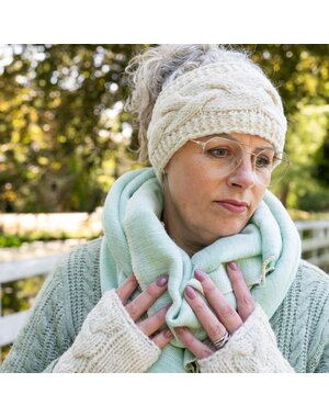 Sjaal met Verhaal Haarband Cable Crème Gemêleerd