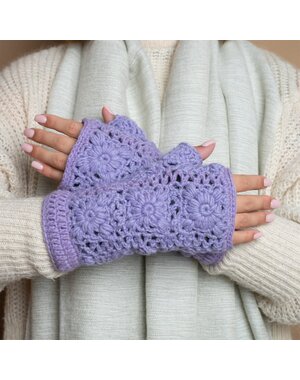 Sjaal met Verhaal Handwarmers Granny square Lila