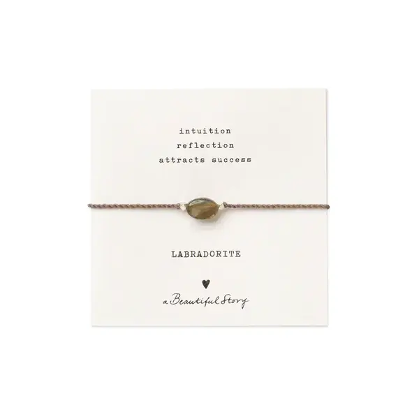 A Beautiful Story Armband Gemstone Card Labradorite zilver | A Beautiful Story