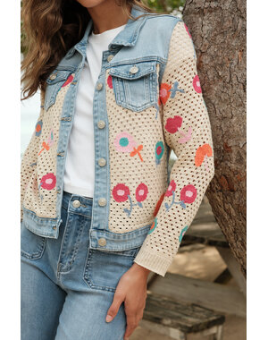  Jeans jasje colorful flowers