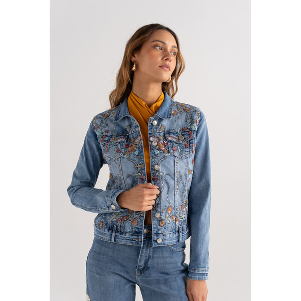 Jeans jasje flowers | Onado