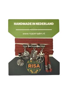 Risa Live Love Laugh rood bruin - Zilver