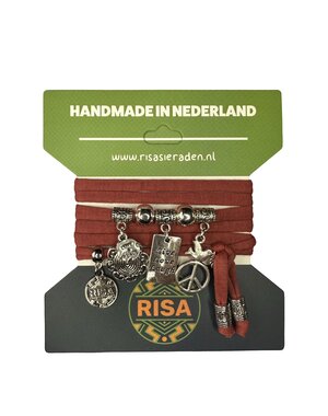 Risa Live Love Laugh rood bruin - Zilver