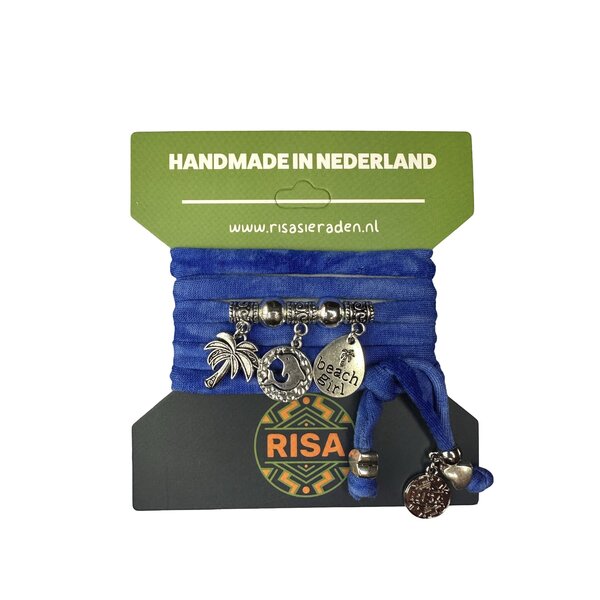 Risa Wikkelarmband Dolphin Donker Blauw - Zilver | Risa