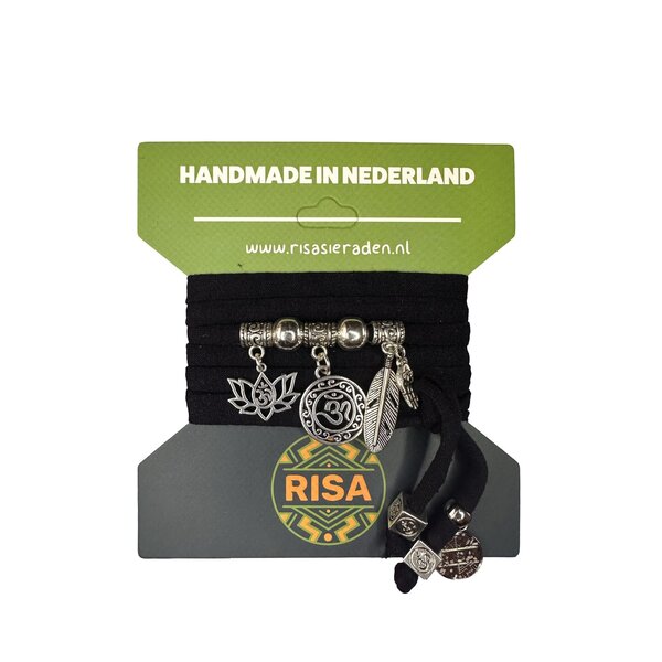 Risa Wikkelarmband Ohm Zwart - Zilver | Risa