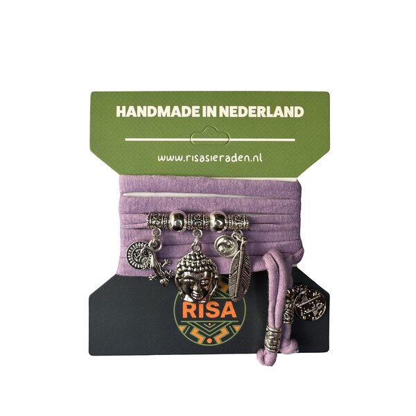 Risa Wikkelarmband Boeddha Groot Lila - Zilver | Risa