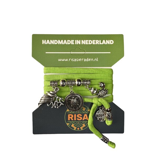 Risa Wikkelarmband Turtle appel groen - zilver | Risa
