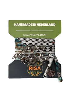 Risa Turtle wit-zwart-bruin-turqouise - zilver