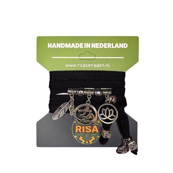 Risa Wikkelarmband Ohm Groot Zwart - Zilver | Risa