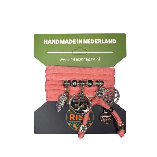 Risa Wikkelarmband Ohm Groot Roze - Zilver | Risa