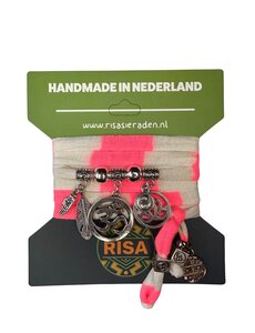 Risa Ohm Groot Wit-Neon Roze - Zilver