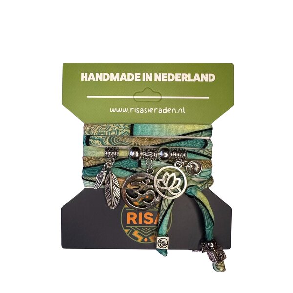Risa Wikkelarmband Ohm Groot Turquoise multi - Zilver | Risa