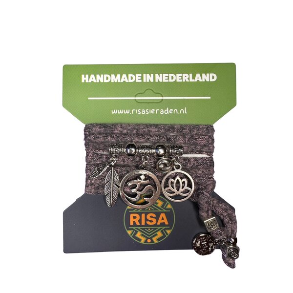 Risa Wikkelarmband Ohm Groot Aubergine - Zilver | Risa