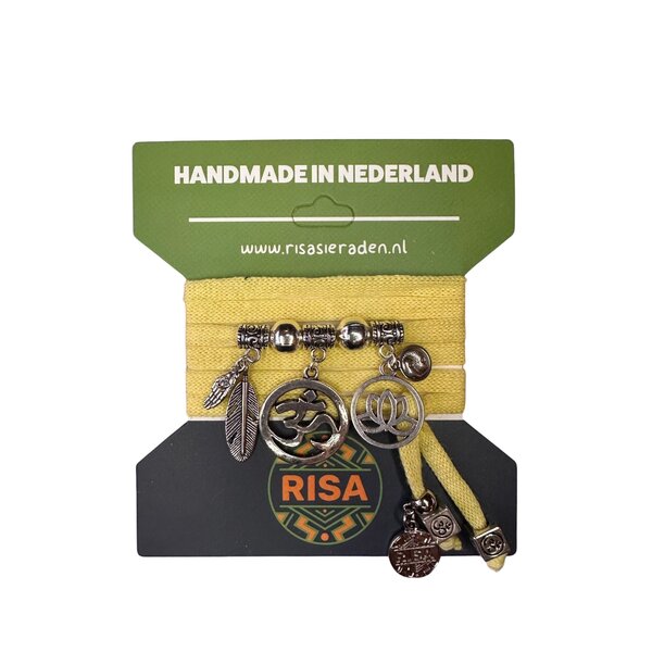 Risa Wikkelarmband Ohm Groot Neon Geel - Zilver | Risa