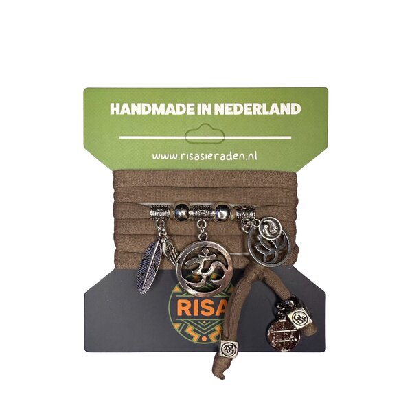 Risa Wikkelarmband Ohm Groot Bruin - Zilver | Risa