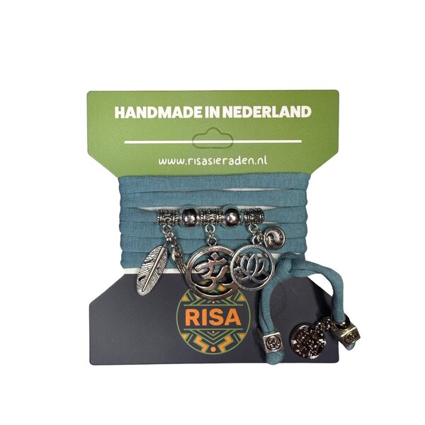 Risa Wikkelarmband Ohm Groot Ice Blue - Zilver | Risa