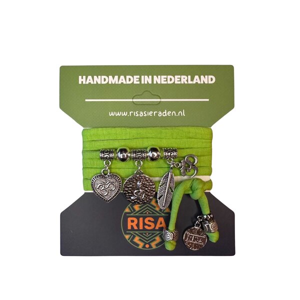 Risa Wikkelarmband Zittende Boeddha Appelgroen - Zilver | Risa