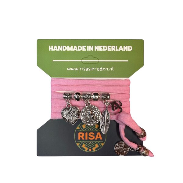 Risa Wikkelarmband Zittende Boeddha Zacht Roze - Zilver | Risa