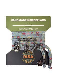 Risa Bull Turquoise met bloem - Zilver