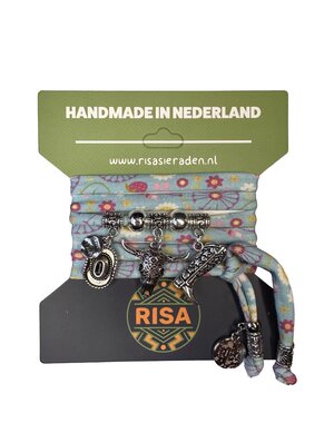 Risa Bull Turquoise met bloem - Zilver