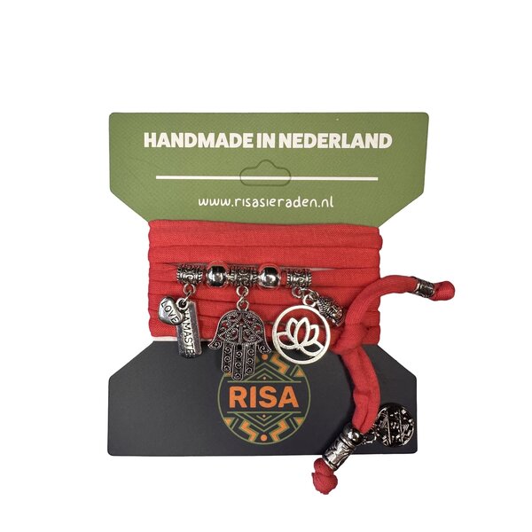 Risa Wikkelarmband Hamsahand roze - zilver | Risa