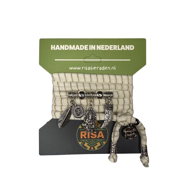 Risa Wikkelarmband Ganesha wit-goud - zilver | Risa