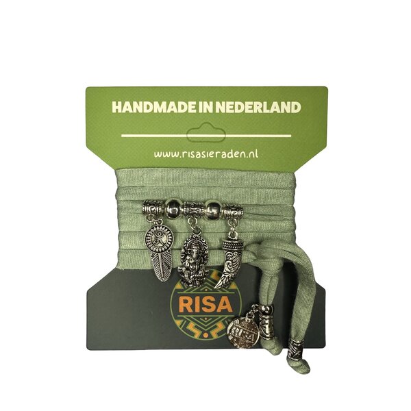 Risa Wikkelarmband Ganesha Ice green - Zilver | Risa