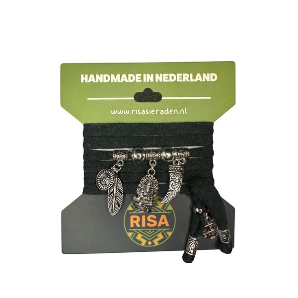 Risa Wikkelarmband Ganesha donker groen - Zilver | Risa