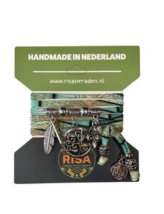 Risa Levensboom groot turquoise print - zilver