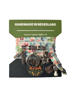 Risa Levensboom groot wit met multicolor print - zilver