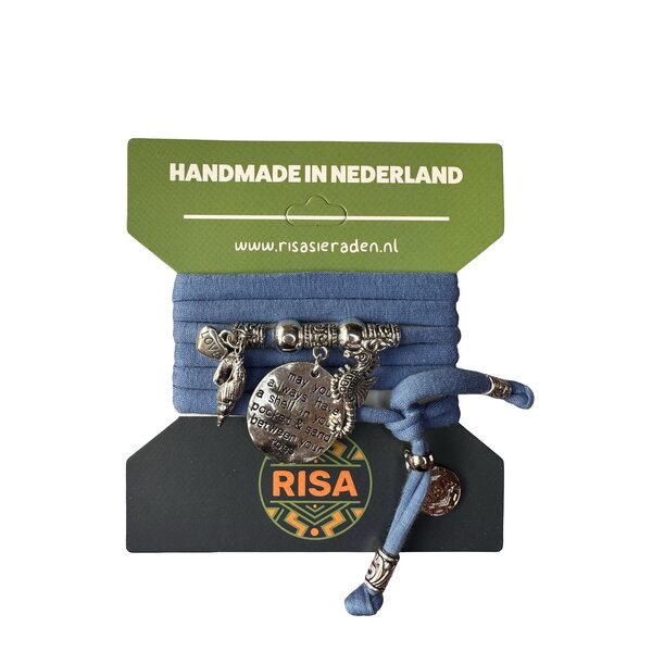 Risa Wikkelarmband Sand between your toes blauw - zilver | Risa