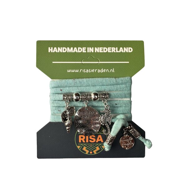 Risa Wikkelarmband Sand between your toes licht blauw - zilver | Risa